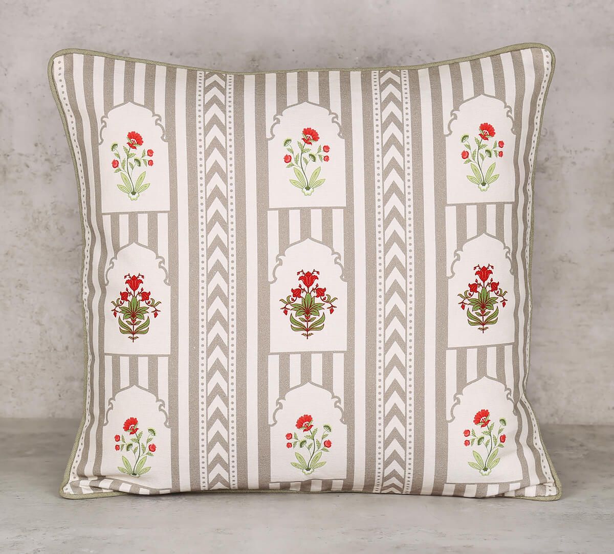 India Circus Grey Spell - Cotton Duck Cushion Cover - 16 X 16 Inch