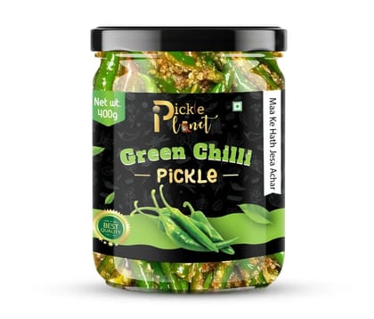 Pickle Planet Green Chilli Pickle | Homemade Pickle | Authentic, Tangy, Spicy & Delicious Taste | No Artificial Color and Flavors | Gluten Free | Mirch ka achar (400g)