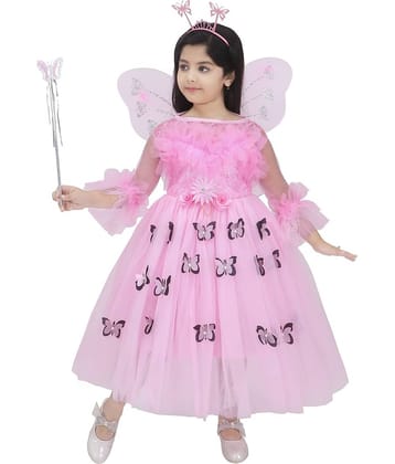 DS DRESSES Net Gown For Girls ( Pack of 1 , Pink )