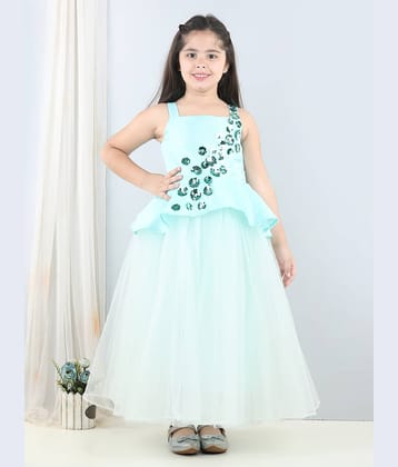 Toy Balloon Kids Net Fit And Flare Dress For Girls ( Pack of 1 , Sea Green )