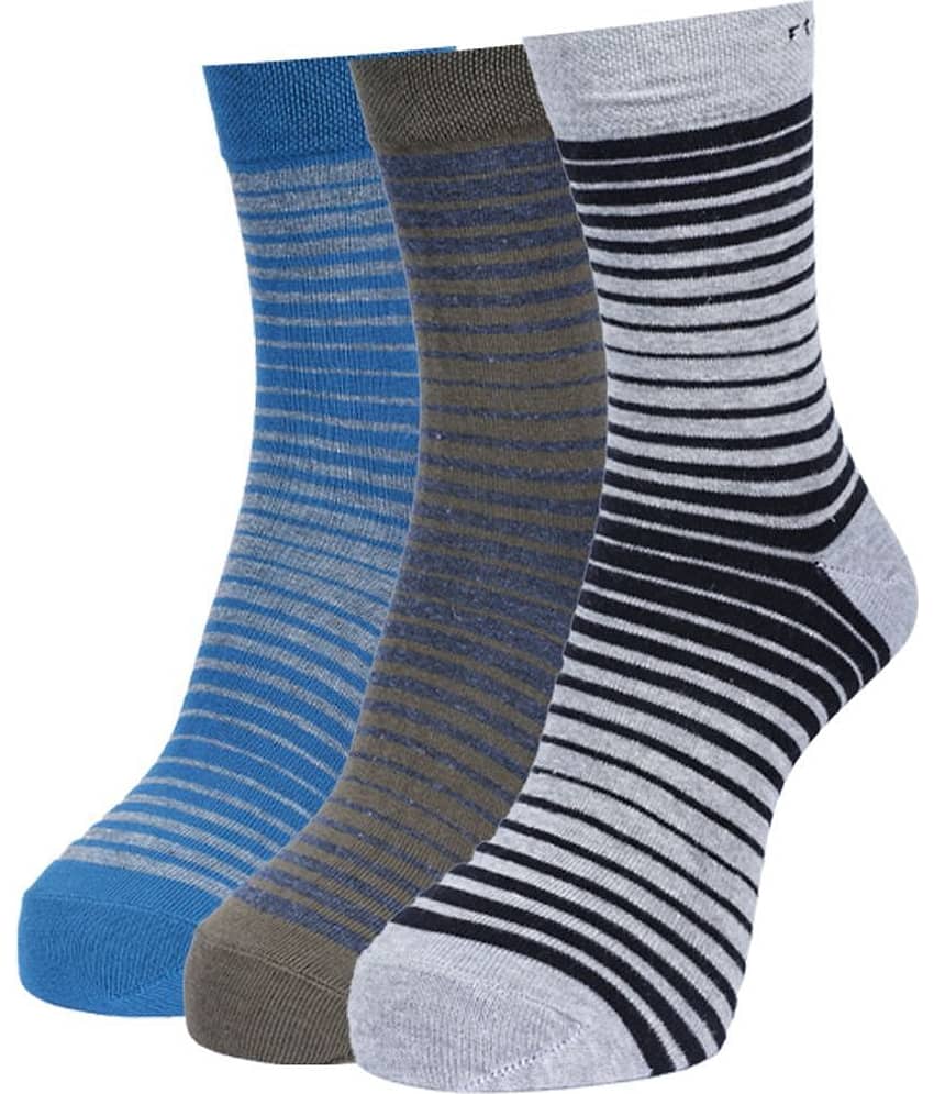 Force NXT Cotton Blend Men's Striped Multicolor Full Length Socks ( Pack of 3 )