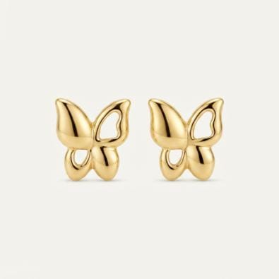 Gold Open-Wing Butterfly Studs | Gold-Tone Anti-Tarnish Imitation Jewellery - Earrings | Buy online on ZillyBuy