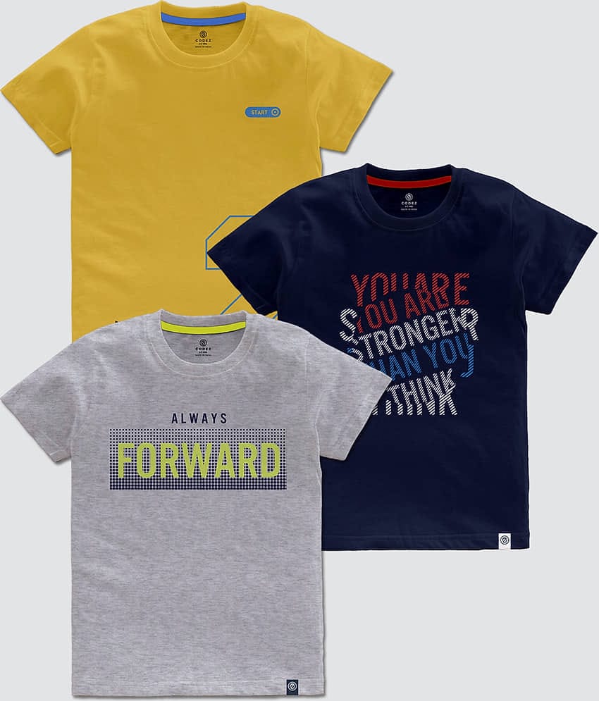CODEZ Pack of 3 Boys Cotton Blend T-Shirt ( Multi Color )