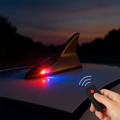 Shark Fin Light With Remote, LED Signal Antenna Solar Shark Fin Car Roof Light Sensor Decoration Flashing Lamps,&nbsp;Solar Powered Radio Signal for Car Lamp Accessories (1 Pc)