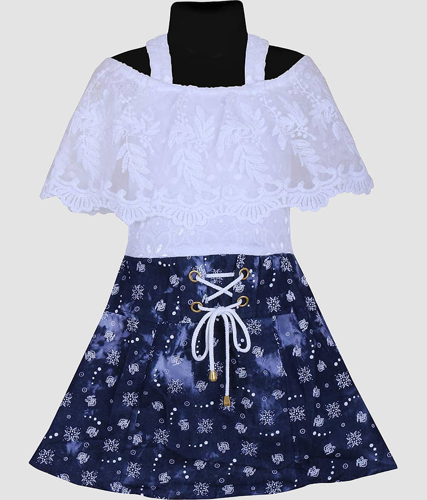 9stiches - White Denim Girls Frock ( Pack of 1 )