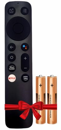 Oneplus Compatible TV Remote for 1+ ONEPLUS LED LCD TV with 2 AAA Batteries | Suitable for Original Pro Series FHD Smart Android 4K UHD QLED Television (V3 - No Voice) Oneplus Compatible TV Remote for 1+ ONEPLUS LED LCD TV with 2 AAA Batteries | Suitable