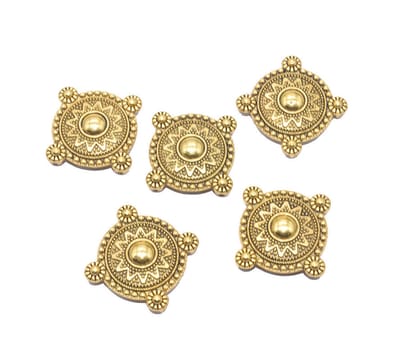 Antique Gold 4 Hole Connector for Jewellery Making and Embroidery Work. CTR-033-Per Packet of 8 Pair / 21 MM