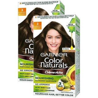 Garnier Naturals Cream Hair Color, Dark Brown - Pack Of 2 (130ml) Garnier Naturals Cream Hair Color, Dark Brown - Pack Of 2 (130ml)