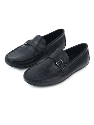Delco Men Elegant Formal Moccasin-42 / Black/Blue