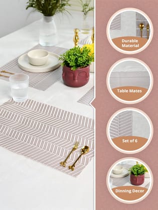 Elegant Beige & White Chevron Pattern Dining Table Placemat