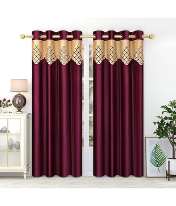 Homefab India Solid Blackout Eyelet Long Door Curtain 9ft (Pack of 2) - Wine