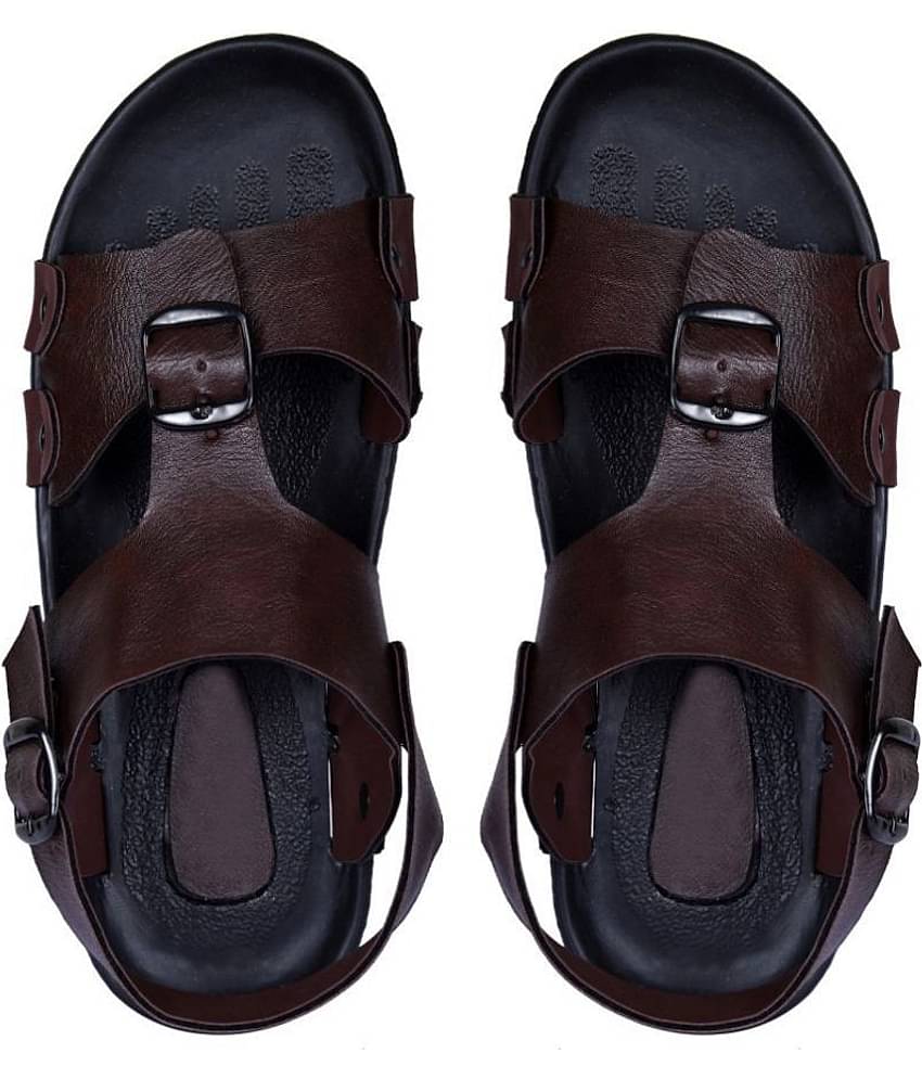 Style Height Brown Faux Leather Sandals
