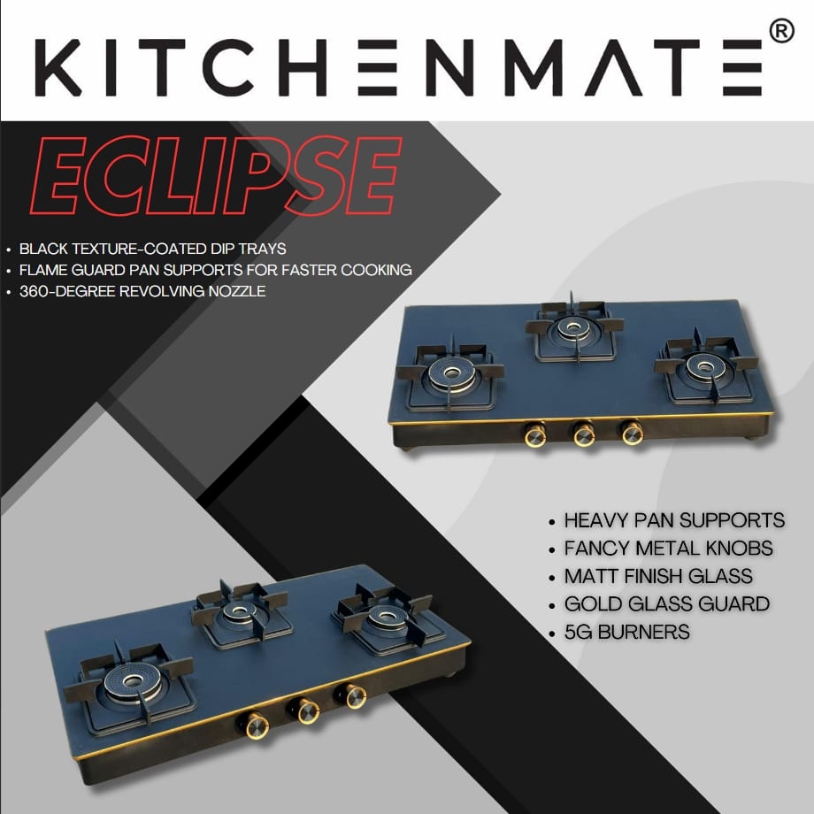 Kitchenmate Eclipse Premium Glasstop Cooktop with Black Texture-Coated Finish