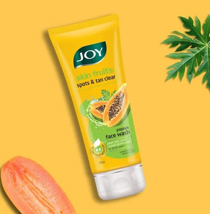 Joy Skin Fruits Spots & Tan Clear Face Wash 150ml | Enriched with Papaya & Vitamin C + A | For Healthy Glowing skin | Suitable for All Skin Types EXP 05/28