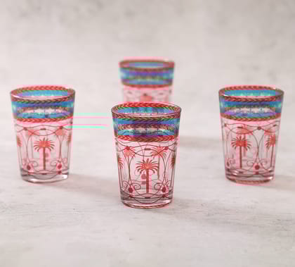 India Circus Blushed Palmeria Chai Glass Set Of 4 India Circus Blushed Palmeria Chai Glass Set Of 4