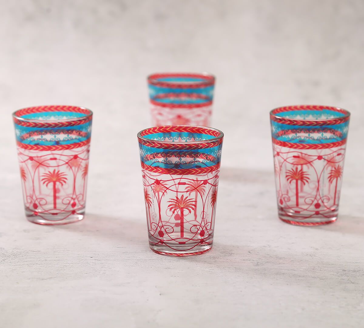 India Circus Blushed Palmeria Chai Glass Set Of 4