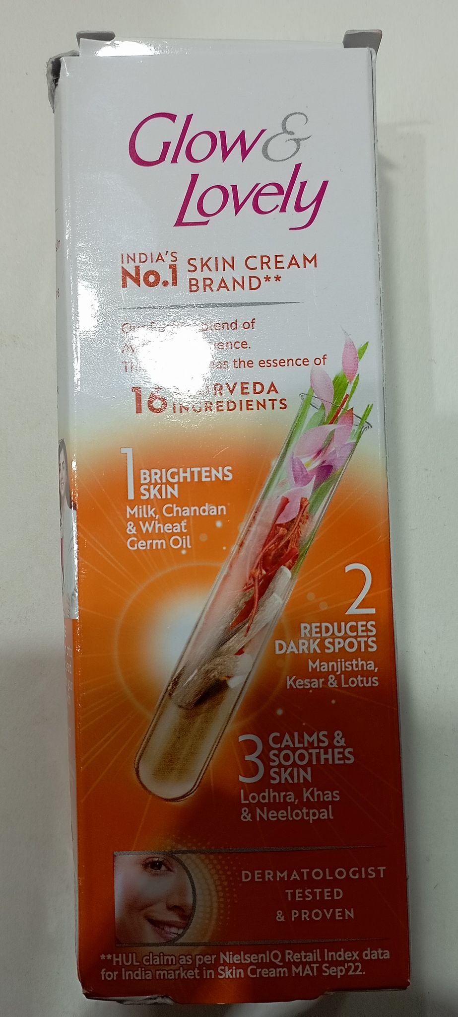 Glow & lovely Indian No.1 skin cream Brand 16 ayurveda ingredients 50 g