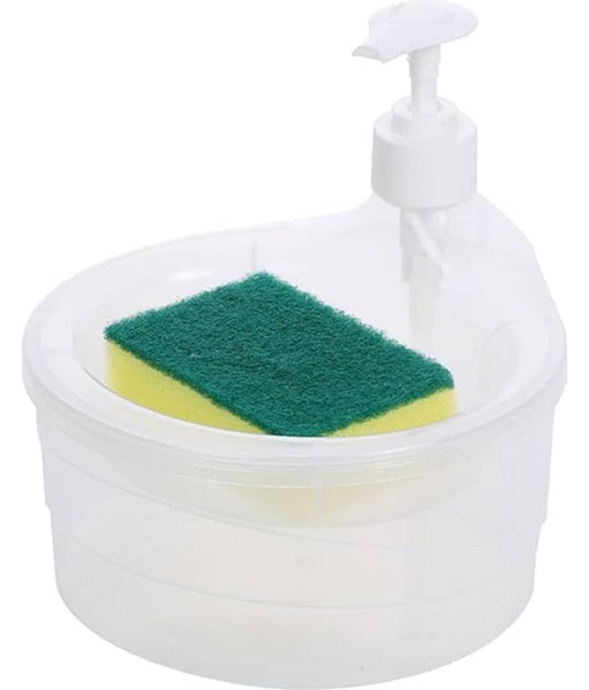 MAGICSPOON 2 in 1 Plastic Kitchen Soap Dispenser with Scrubbber