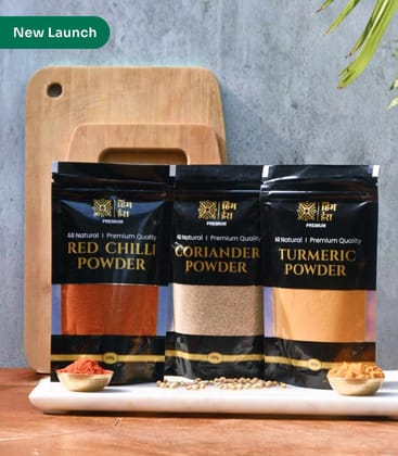 Pure Himalayan Spices - Turmeric, Coriander & Red Chilli Powder