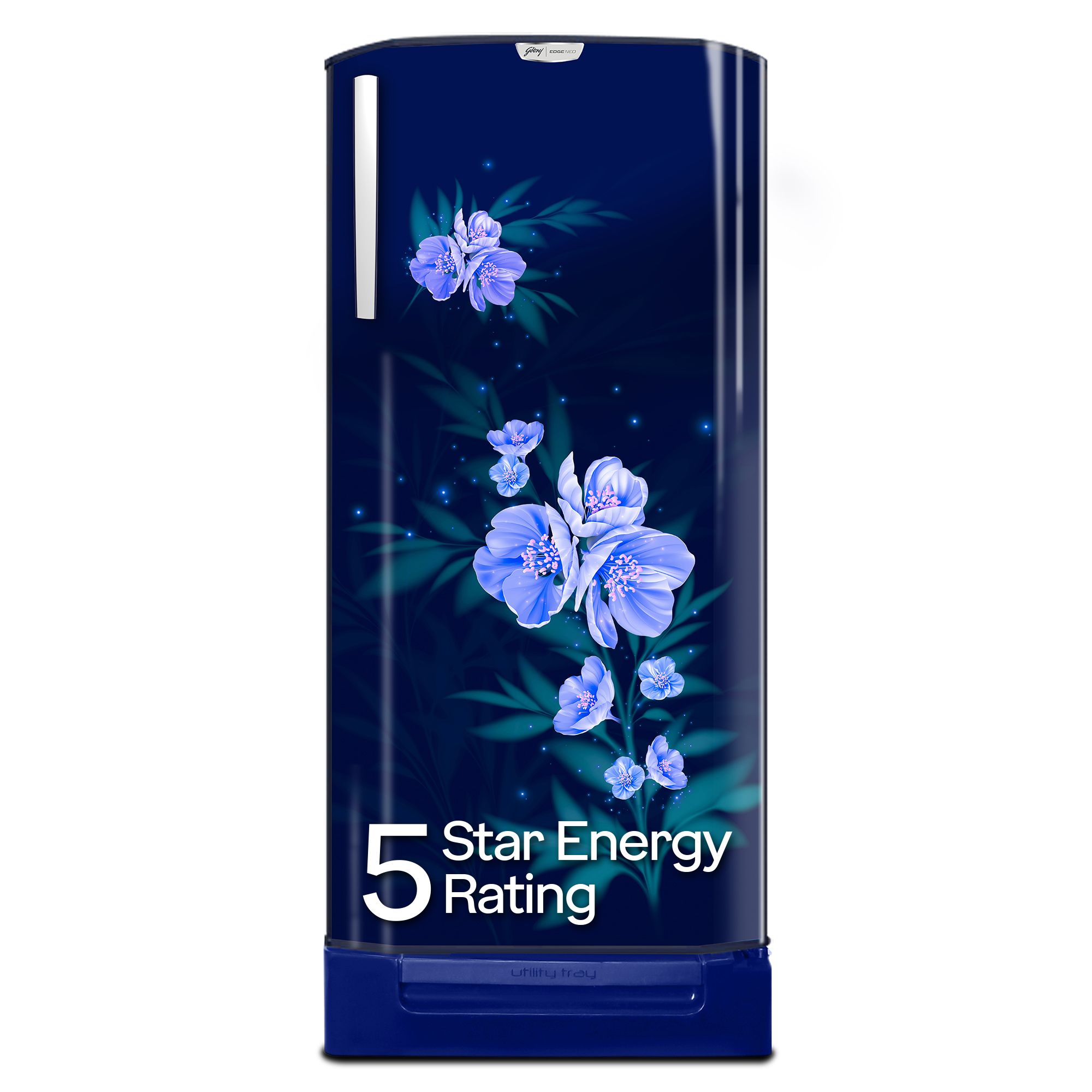 Godrej 180 L 5 Star Turbo Cooling Technology, 24 Days Farm Freshness Direct Cool Single Door Refrigerator With Base Drawer (RD EDGENEO 207E TDF MP BL, Maple Blue)