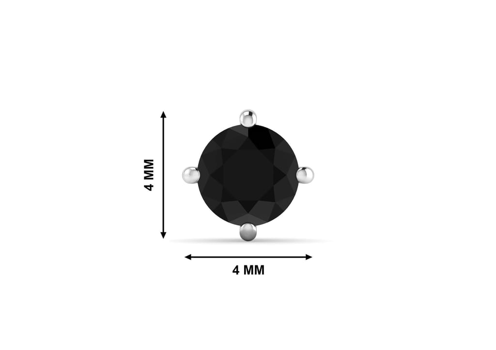 Black Round Solitaire Men's Ear Stud (1 Pc Only)