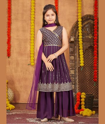 Aarika Girls Georgette Kurta and Sharara Set ( Pack of 1 , Purple )