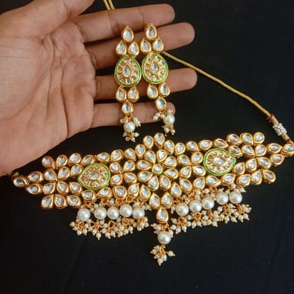 Royal Kundan Bridal Necklace Set with Meenakari Backside