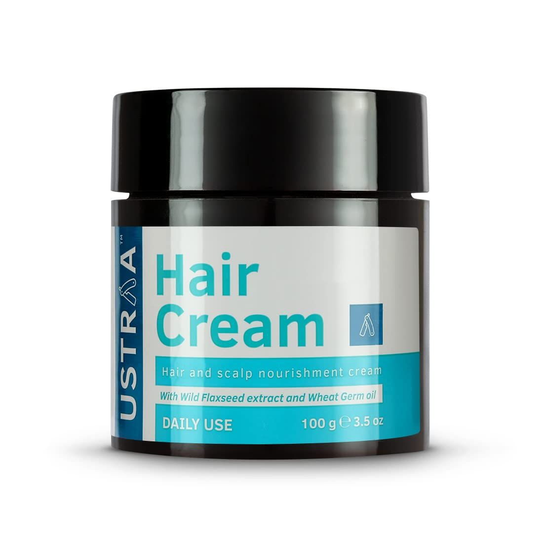 USTRAA Hair Cream for Men - 100g - For Daily Use with Light Hold- Style & nourishment | Wheat Germ Oil | Wild Flax Seed Extracts | Moisturizes Hair | Non-sticky, Sulphate & Paraben FREE USTRAA Hair Cream for Men - 100g - For Daily Use with Light Hold- St