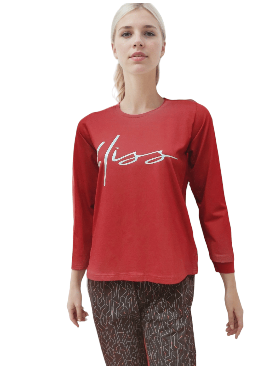Vieviana Pj Set Full Sleeves Nightwear|Ev14110-Bliss Print Maroon / S