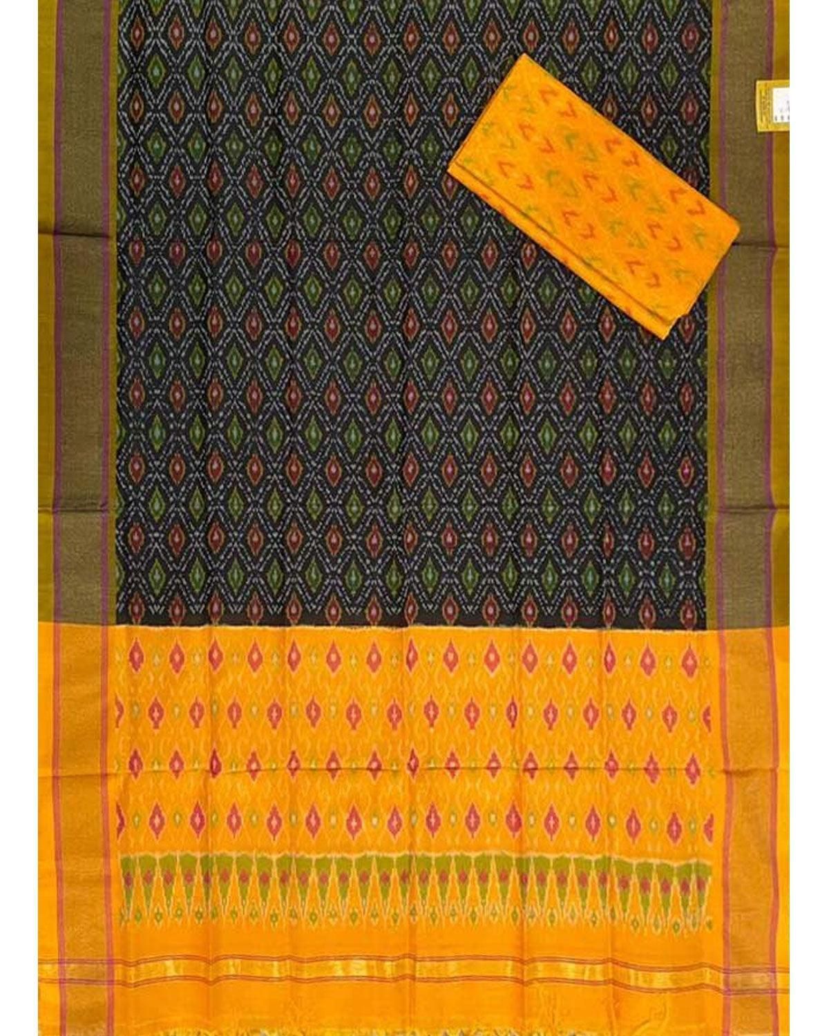 IKAT SICO BLACK WITH YELLOW COLOR DRESS MATERIAL-11