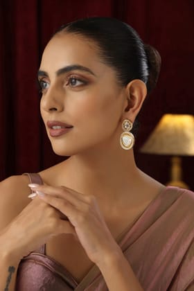 Keerat Gold Polki Dangler Earrings-Polki