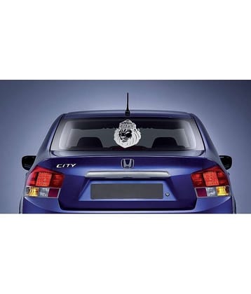 Walldesign Narasimha Face Car Sticker - Silver