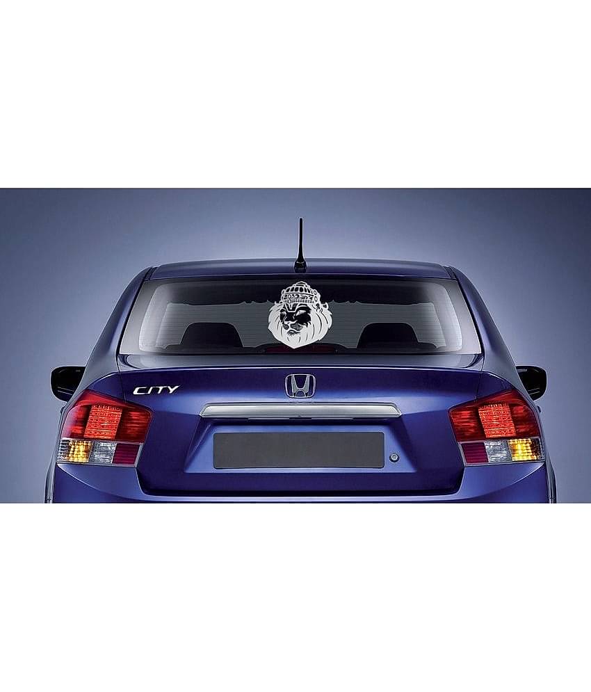 Walldesign Narasimha Face Car Sticker - Silver