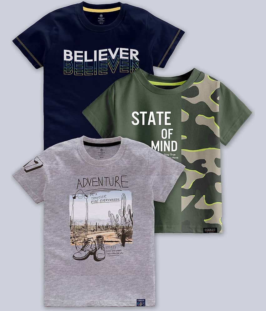 CODEZ Pack of 1 Boys Cotton Blend T-Shirt ( Multi Color )