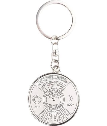 RAVARIYA GRAPHICS Calendar Compass Metal Keychain for Car Bike Men Women Keyring (Silver)