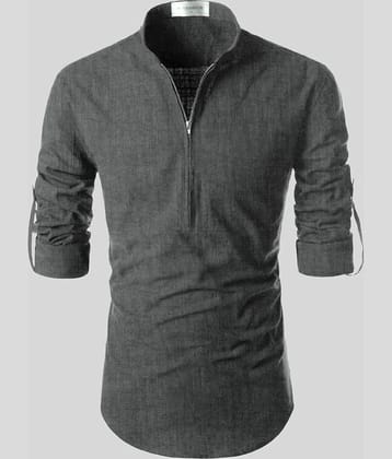 Vida Loca - Grey Linen Slim Fit Men's Casual Shirt (Pack of 1)