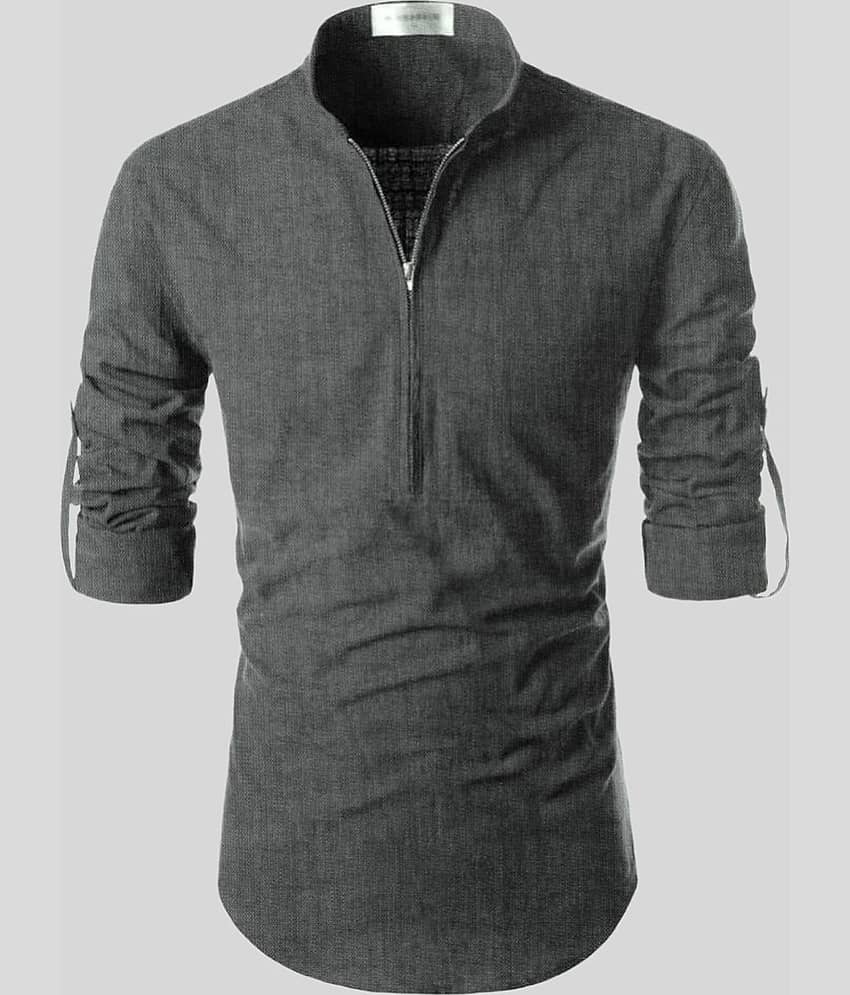 Vida Loca - Grey Linen Slim Fit Men's Casual Shirt (Pack of 1)