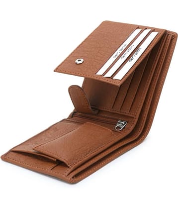 HABIBI PU Solid Men's Two Fold Wallet With 4 Slots,10 Slots For Card ( Tan , Pack of 1 )