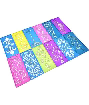 M.G ENTERPRISE DIY Plastic Rangoli Stencils For Floor and Wall PLS-F-12 Set of 12 pc (3 in x 7 in)