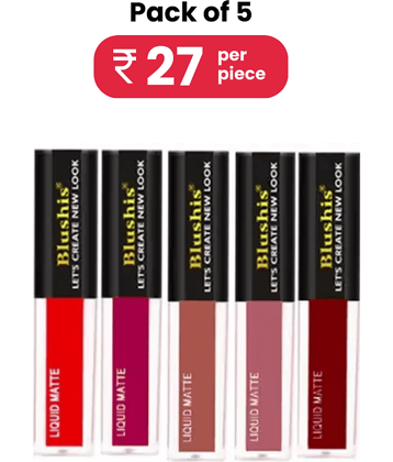 Blushis Super Stay Matte Liquid Lipstick Combo Pack Of 6 Peice(Multicolour, 16 Ml)