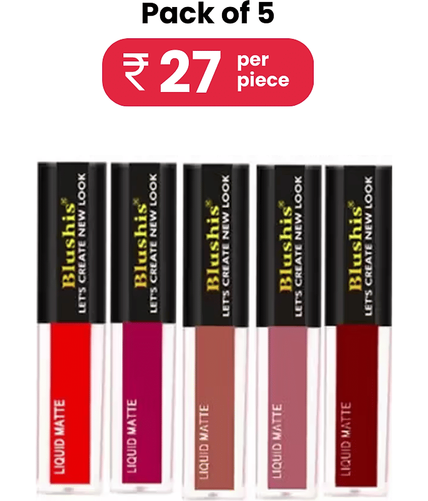 Blushis Super Stay Matte Liquid Lipstick Combo Pack Of 6 Peice(Multicolour, 16 Ml)