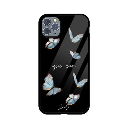 Black Delicate Phase ZaaQ Premium Glass Case for iPhones  Style Meets Protection  Apple iPhone 11 Pro
