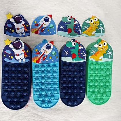 Pop it Stationery Organizer - Dinosaur and Space Design-Sky Blue - Space