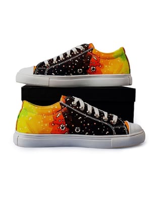 Men Printed Canvas Lace-Up Sneakers