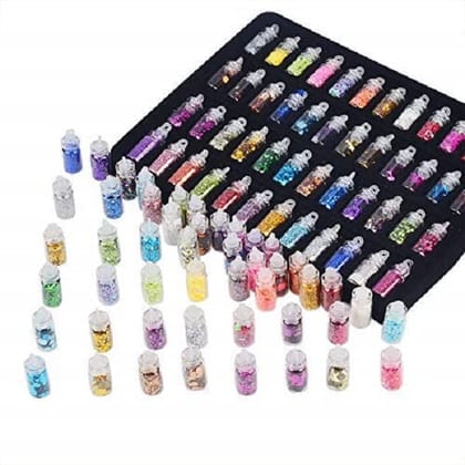 Elecsera Cosmetics 3D Nail Art Glitter Stickers Powder Manicure Polish Mixed Design (Multicolor)