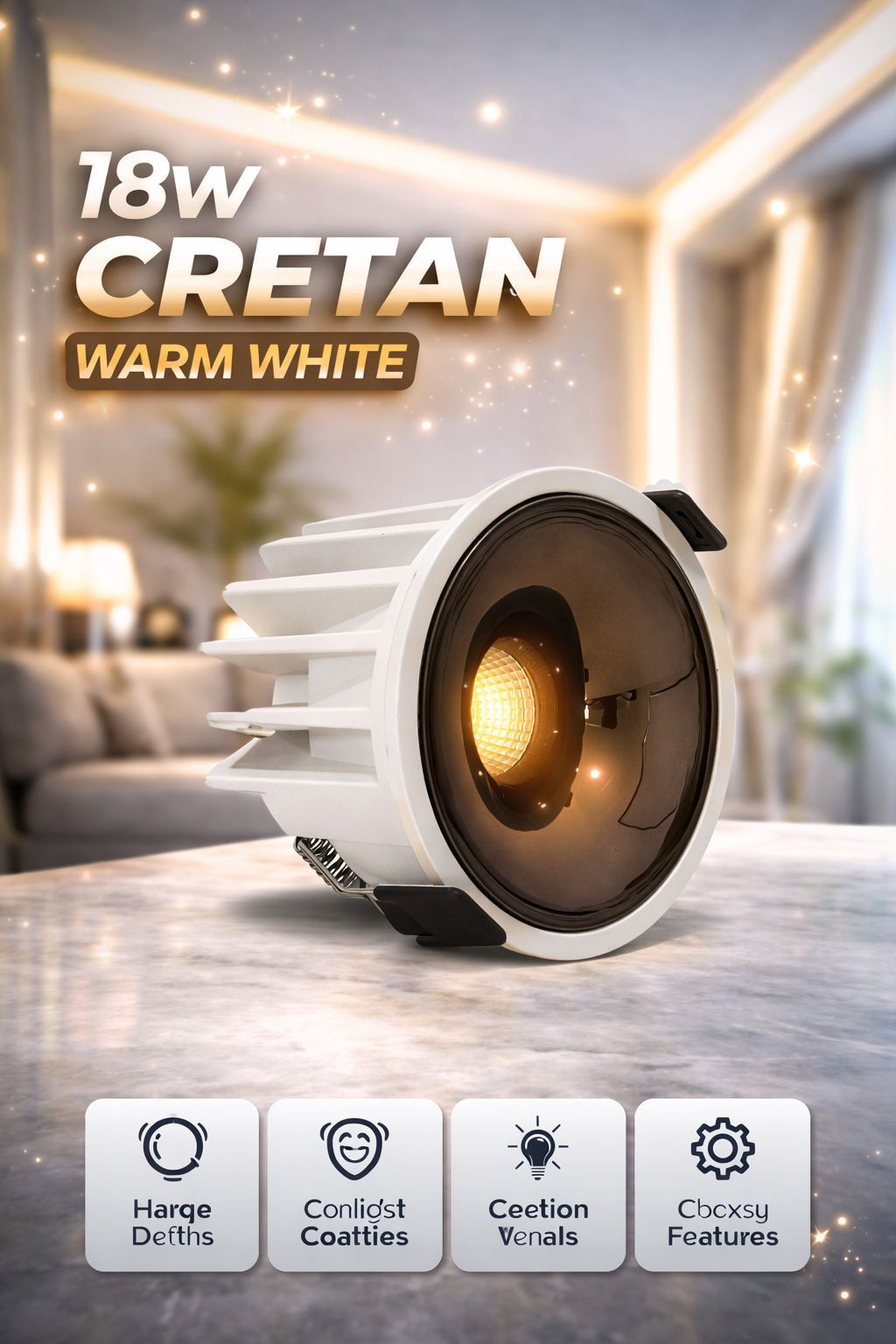 SPARKWORLD 18W Deep Reflector COB LED Downlight | Anti-Glare Recessed Ceiling Light Black Lens, White Body | Focus Light for Showroom, Gallery & Homes | Colour: Warm White