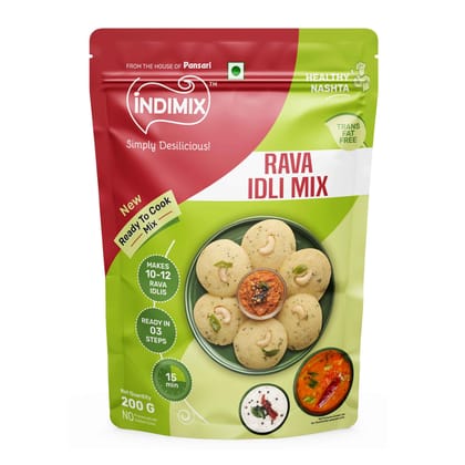 Indimix Ready to Cook Rava Idli Mix - 200g ( Pack of 50 )