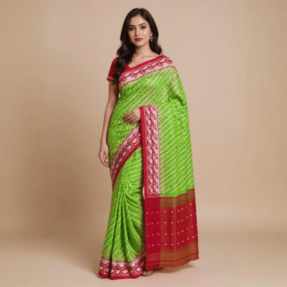Handloom Bengal Mix Cotton Jamdani Green Saree