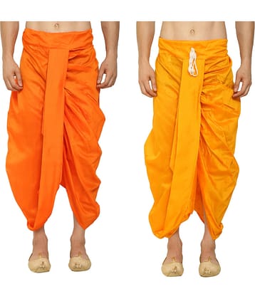 FANZI Silk Men's Dhoti Yellow ( Pack of 2 )