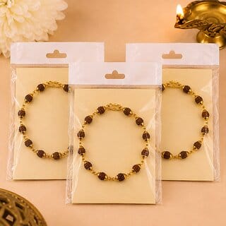 (Pack of 3) Metal Gold-plated Rudraksha Bracelet Rakhi